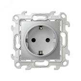 Розетка с заземлением Schuko 2Р+Е 16A 250В~ с системой Push&Go цвета алюминий S24 Harmonie - артикул 2420434-033