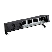 Simon S400 Настольный розеточный блок, 2х2P+E, 4 пустых модуля, черный, Simon 400 | 42602000-138 | Simon - артикул 42602000-138