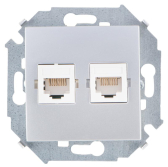 Розетка компьютерная двойная RJ45 кат.5е, алюминий - артикул 1591593-033