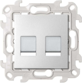 Розетка для передачи данных 2xRJ45 Cat.6 UTP цвета алюминий S24 Harmonie | 2410600-033 | Simon - артикул 2410600-033