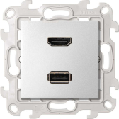 Розетка HDMI v1.4 + USB 2.0 для передачи данных цвета алюминий S24 Harmonie | 2411095-033 | Simon - артикул 2411095-033