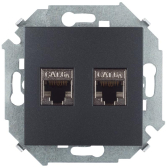 Simon 15 Графит Розетка компьютерная двойная RJ45 кат.6а (АМР, FTP) | 1591564-038 | Simon - артикул 1591564-038