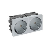 Розетка силовая 33° двойная 2х2К+З Modul45connect, со шторками, 16А 250В цвет алюминиевый лак | 6120493 | OBO Bettermann - артикул 6120493