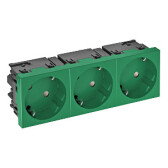 Розетка силовая 33° тройная 3х2К+З Modul45connect, со шторками, 16А 250В зеленая | 6120507 | OBO Bettermann - артикул 6120507