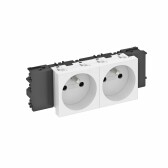 Розетка двойная 0° Modul45connect франц. стандарт, 250 В, 16A (белый) (STD-F0C RW2) | 6120552 | OBO Bettermann - артикул 6120552