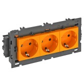 Розетка тройная 0° Modul45connect с з/к, 250 В, 16A (оранжевый) (STD-D0C8 ROR3) | 6120454 | OBO Bettermann - артикул 6120454