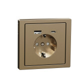 MERTEN D-Life РОЗЕТКА силовая 16 A с зарядкой USB A+C 3 A, ШАМПАНЬ | MTN2367-6051 | Schneider Electric - артикул MTN2367-6051