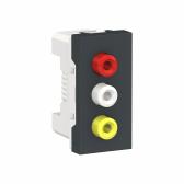 UNICA MODULAR Розетка в рамку 3 RCA, 2 модуля, антр - артикул NU343154