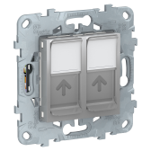 Розетка UNICA NEW компьютерная RJ45 двойная категория 6 UTP алюминий (NU542430) - артикул NU542430