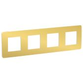 Рамка UNICA STUDIO четырехпостовая золото/белый - артикул NU280859