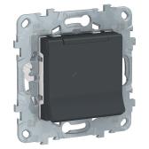 Розетка UNICA NEW с заземлением со шторками с крышкой 16 А 250 В IP40 антрацит - артикул NU503754TA