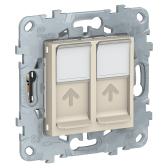 Розетка UNICA NEW компьютерная RJ45 двойная категория 6 UTP бежевый (NU542444) - артикул NU542444