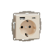 MERTEN SM РОЗЕТКА силовая 16 A с зарядкой USB A+C 3 A, БЕЖЕВЫЙ | MTN2367-0344 | Schneider Electric - артикул MTN2367-0344