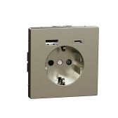 MERTEN D-Life РОЗЕТКА силовая 16 A с зарядкой USB A+C 3 A, НИКЕЛЬ | MTN2367-6050 | Schneider Electric - артикул MTN2367-6050