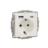 MERTEN SM РОЗЕТКА силовая 16 A с зарядкой USB A+C 3 A, ПОЛЯРНЫЙ БЕЛЫЙ | MTN2367-0319 | Schneider Electric - артикул MTN2367-0319