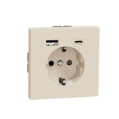 MERTEN D-Life РОЗЕТКА силовая 16 A с зарядкой USB A+C 3 A, САХАРА | MTN2367-6033 | Schneider Electric - артикул MTN2367-6033