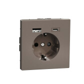 MERTEN D-Life РОЗЕТКА силовая 16 A с зарядкой USB A+C 3 A, МОККО | MTN2367-6052 | Schneider Electric - артикул MTN2367-6052