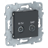 Розетка UNICA NEW R-TV/SAT проходная антрацит (NU545654) - артикул NU545654