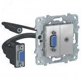 Розетка UNICA NEW HD15+Minijack алюминий (NU593230) - артикул NU593230