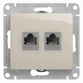 GLOSSA Розетка двойная RJ11+RJ45 категория 5E механизм молочный (GSL000985) - артикул GSL000985
