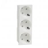 Unica Modular Розетка 3х(2К+З) 45гр, шторки, безвинтовые клеммы БЕЛАЯ (NU307618) - артикул NU307618