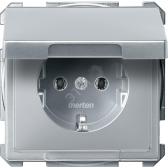 Механизм розетки Schuko с крышкой алюминий - артикул MTN2311-4060