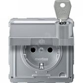 Механизм розетки Schuko с замком алюминий - артикул MTN2317-7260