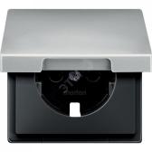 Центральная плата с крышкой для механизма розетки Schuko сталь (MTN2340-4146) - артикул MTN2340-4146