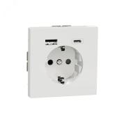 MERTEN D-Life РОЗЕТКА силовая 16 A с зарядкой USB A+C 3 A, БЕЛЫЙ ЛОТОС - артикул MTN2367-6035