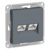 Розетка ATLASDESIGN двойная компьютерная RJ45+RJ45 категория 5E механизм грифель (ATN000785) - артикул ATN000785