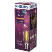 Лампа светодиодная LED 2(25)Вт Е14 2700К В35 прозрачная свеча филамент (929001238308) - артикул 929001238308