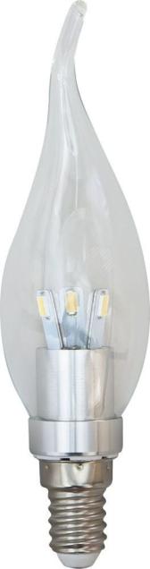 Лампа светодиодная LED 3.5вт Е14 дневной (свеча на ветру) хром (LB-71 6LED) - артикул LB-71 6LED