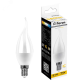 Лампа светодиодная LED 7вт Е14 теплый матовая свеча на ветру (LB-97) - артикул 25760
