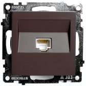 Розетка компьютерная одноместная RJ-45 (механизм), серия Катрин, шоколад Stekker - артикул 49023