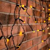 Гирлянда светодиодная Бахрома Айсикл 4,8х0,6 м 176 LED теплый белый, черный ПВХ, IP65, эффект мерцания, 230 В нужен блок питания - артикул 255-176