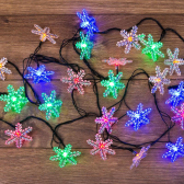 Гирлянда светодиодная Снежинки 30 LED мультиколор 4,4 м с контроллером - NEON-NIGHT, артикул 303-065