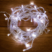 Гирлянда светодиодная универсальная 100 LED белый 10 м, прозрачный ПВХ, с контроллером - артикул 304-025