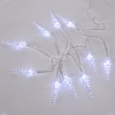 Гирлянда светодиодная Сосульки 1,5 м, 10 LED, прозрачный ПВХ, свечение белый, 2 х АА батарейки не в комплекте - артикул 303-094