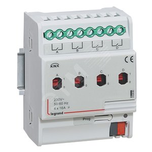 KNX. Релейный активатор 4-канальный 16А. DIN 4 модуля. - Legrand