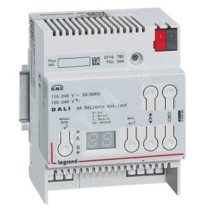 KNX контроллер DALI 64 балласта/8 групп. DIN 6 модулей | 002698 | Legrand - Legrand