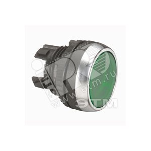 Головка кнопки с потайным толкателем, цвет зеленый с подсветкой (024002)