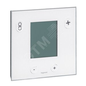KNX. Термостат для управления фан-коилами. Белое стекло.
