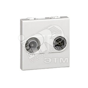 Mosaic Розетка телевизионная TV-FM 2 модуля проходная <1.5дБ (74377) - Legrand