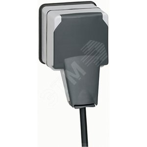 Plexo Серый Розетка с/з с крышкой с системой "lock 66" накладная (в сборе) IP66 | 090465 | Legrand - Legrand
