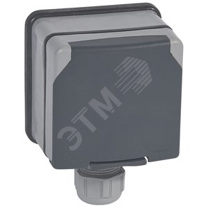 Plexo Серый Розетка 3К+3 с защитными шторками 20A 400В (в сборе) IP66 | 090456 | Legrand - Legrand