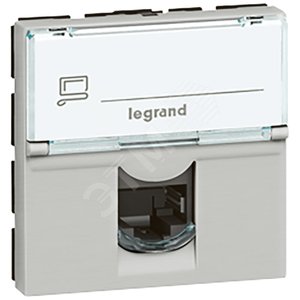 Mosaic Розетка RJ45 FTP кат.5е 2 модуля алюминий (079455) - Legrand