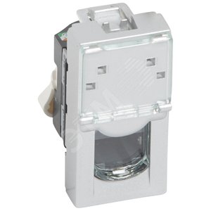 Mosaic Розетка компьютерная скрытая RJ45 FTP 1 модуль категория 5е алюминий (079452) - Legrand