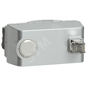 Розетка RJ 45 - Программа Mosaic - категория 6 - FTP с вытяжным шнуром RJ 45 - 4 модуля - алюминий - LCS? | 079433 | Legrand - Legrand