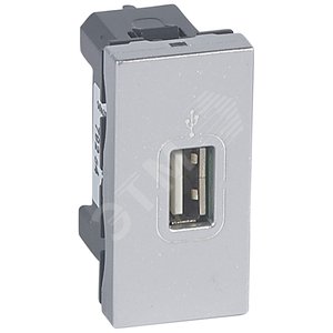 Розетка Mosaic USB 1 модуль алюминий (79284) - Legrand