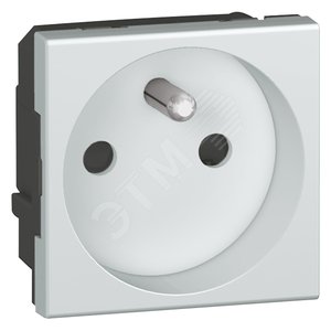 Mosaic Розетка силовая 2К+З Schuko без зажимов алюминий (079271) - Legrand